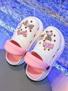 Kids Thick Sole Hollow Hole Shoes,Girls Summer Casual Cute Pattern Indoor Outdoor Fashion Sandals, Multifunctional Comfortable Non-Slip Beach Shoes Eva Soft Bottom Breathable Mid/Big Children Slippers Garden Shoes