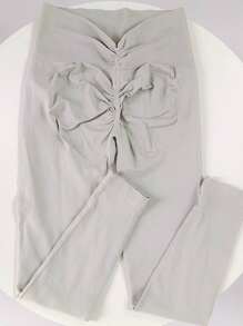 无缝高腰提臀七分瑜伽紧身裤，V型腰线设计