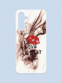 Lipmark & Smoke Pattern White Cellphone Case, "Love Letter" Romantic & Personalized Slogan Phone Case, Compatible With Iphone & Galaxy, IPhone 11/13/14/15/15 ProMax/16/16 Pro/16 Plus/16 ProMax, Galaxy Phones - Multicolor - View 23