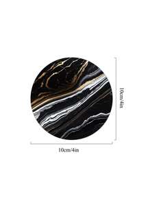 1 Set Of 6 Marble Pattern Wooden Coasters, Heat Resistant, Non-Slip, Insulating, Suitable For Coffee Cups And Beverages, Great For Home, Office And Dining Use, Marble Style Ceramic Wooden Coasters For Various Cups