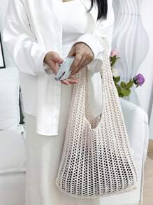ENBEI Zomermode vakantie strandtas, elegante kaki damestas, gehaakte tas dames handtas, lunchtas, schoudertas reisbenodigdheden, cruise essentials, geschikt voor dagelijks gebruik, vakantie, winkelen en bijpassende kleding, zakelijke casual dames, studenten, Moederdag cadeaus, bruiloft bruid bruidsmeisjes cadeaus
