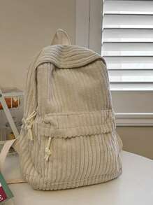 1 Pc Men's Solid Striped Multi-Pocket Zipper Closure Large Capacity Backpack, Fashion Versatile Casual, Suitable For Daily Use, Travel & Vacation, Adjustable Shoulder Strap - Multicolor - View 2