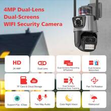 BOSSNEY Outdoor Security Camera, 2K 4MP Dual-Lens WiFi Security Camera With Alarm, Wireless Security Camera With Night Vision And Audio For Home, Farm, Shop, Warehouse - US A Type Plug(110-127V) - View 3