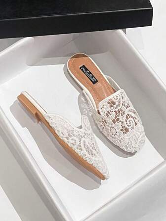 Mengshangli 2025 Autumn Women's Hollow Breathable Mesh Slide Sandals, Slip-On Flat Mule Shoes