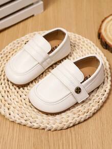 1 Pair Toddler Anti-Slip Soft Bottom Vintage British Style Flat Shoes, Suitable For Daily Wear In Spring/Autumn - White - View 2