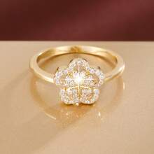 1pc Floral Design Cubic Zirconia Inlaid Ladies Ring - Multicolor - View 10