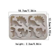 1 pieza Molde de silicona con 8 cavidades en forma de dinosaurio para hacer chocolate, caramelos, budín, galletas y cubitos de hielo DIY - Gris - Ver 4