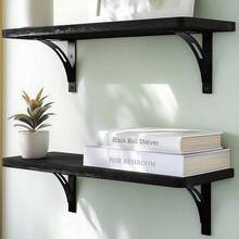 17 Inch (6 Pack) - Easy To Install, Template And Video Included - Long Shelf For Bedroom, Easy Shelves For Wall, Wall Shelves For Bedroom