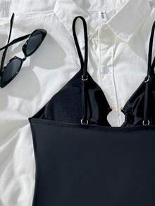 Women's New Solid Color One-Piece Swimsuit, Sexy Strap Design