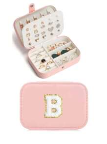 1 件装奢华仿皮双层珠宝收纳盒，带安全锁 - 柔软内衬便携式耳环、项链、戒指盒 - 适合家庭或办公室的现代桌面展示、珠宝盒