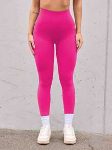 Seamless Back V Waist Fitness Yoga Lifting Buttocks High Waist Peach Butt Cropped Leggings Tights Spring - Red Violet - View 3