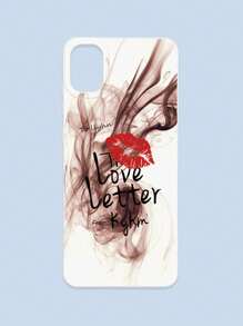 Lipmark & Smoke Pattern White Cellphone Case, "Love Letter" Romantic & Personalized Slogan Phone Case, Compatible With Iphone & Galaxy, IPhone 11/13/14/15/15 ProMax/16/16 Pro/16 Plus/16 ProMax, Galaxy Phones - Multicolor - View 59