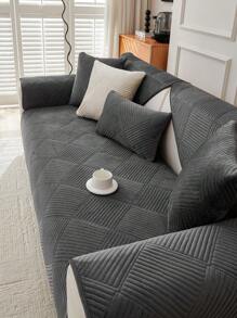 1pc All Season Luxury Sofa Cushion Cover, Modern Minimalist Fashion Dust-Proof Anti-Slip Sofa Seat Pad, Deep Gray Dirt-Resistant Machine/Hand Washable, Fit For Corner Sofa, Bedroom, Office, Living Room, L-Shaped And 1/2/3/4 Seater Sofa, Thick Plush Soft Non-Fading Pet-Friendly Protective Cover - Dark Grey - View 6