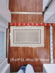 波西米亚风格设计编织地毯，矩形防滑门垫，柔软可洗地毯，短绒，涤纶，适用于客厅、卧室和入口