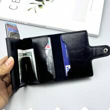 1 件男士时尚休闲 PU 皮革扣 RFID 卡夹，6 色铝合金自动弹出卡盒，防盗防消磁钱包