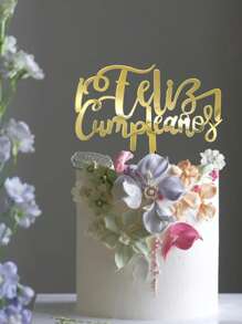 2Pcs/1Pc Gold Spanish Feliz Birthday Cake Letters - Ins Cake Topper For Birthday Party Decor, Social Media Photo Props, Festive Events