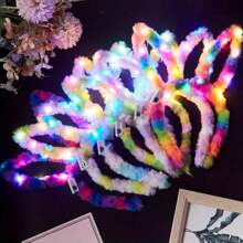 Set van 5/10 LED-pluche konijnenoren - Pluche scrunchies in verschillende kleuren voor concerten, feesten en evenementen, niet-metaalachtig, geschikt voor tieners en volwassenen. Halloween