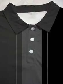 1pc Plus Size Men's Stripe Golf Polo Shirt, Short Sleeve Regular Fit Fashionable Casual Shirt