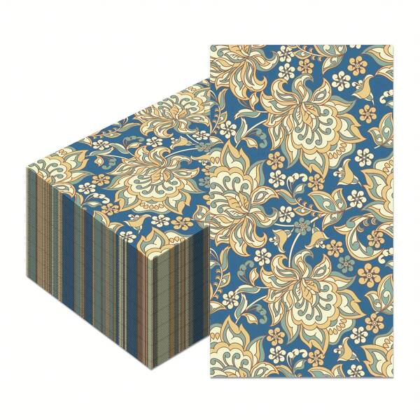 20pcs Vintage Floral Patterned Disposable Napkins - Perfect For Weddings, Birthdays, Parties | 2 Ply Paper Napkins For Restaurant Decoration