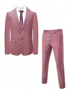Veste de costume unie pour hommes, pantalon long, costume slim deux pièces pour hommes, convient pour les cérémonies et le travail de bureau