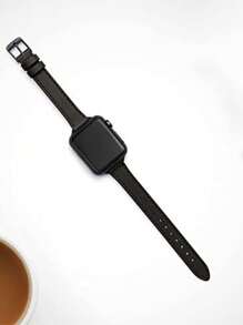 1 条女士皮革表带，兼容 Apple Watch Ultra/Se/8/7/6/5/4/3/2/1 表带，细腰设计，尺寸 38/40/41/42/44/45/49 毫米 - 黑色+黑色 - 查看 2