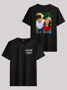 Personalisiertes T-Shirt, lässiger Boyfriend-Stil Herrenfashion T-Shirt, personalisierter Textdesign T-Shirt - fügen Sie Ihren eigenen Text/Ihr Design hinzu, Sport Boyfriend-Stil Herrenmode, bequem, lässig, einfach und modisch, ideales Geschenk für Freund, Familie, Freunde, Feiertage