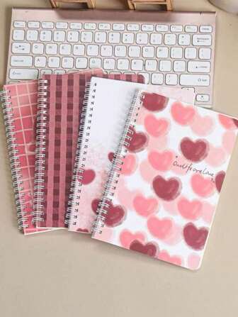 4pcs Set A5 Spiral Notebook With Cute Cartoon Cover, 60 Sheets Lined Pages Random Pattern Back To School