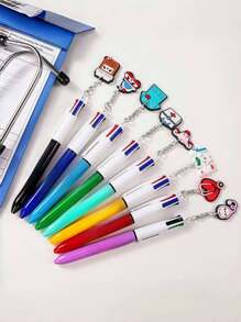 Personalized 4 In 1 Colorful Nurse Retractable Pen With Cute Ornaments, Custom Shape Diy, Birthday Christmas Thank You Gift For Nurses Medical Personnel Personalized 4 In 1 Colorful Nurse Retractable Pen With Cute Ornaments, Custom Shape Diy