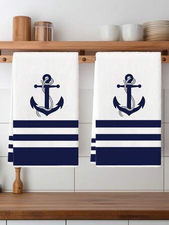 2st Strandskal Conch Ankare Bondgård Diskhandduk Kök Diskhandduk Handduk Kök Torrdiskhandduk Lämplig för kök Restaurang Matbord