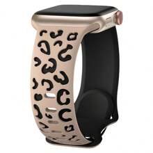 Leopard Engraved Bands Compatible With Apple Watch Band 40mm 41mm 38mm 42mm 44mm 45mm 46mm 49mm, Cheetah Pattern Soft Silicone Strap Compatible With IWatch Series 10 9 8 7 6 5 4 3 2 1 SE Ultra