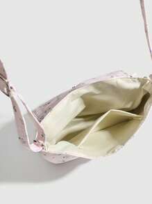 1 件粉色碎花磁扣斜挎包，时尚、休闲、轻便、田园风格、甜美可爱，适合女性 - 粉色 - 查看 3