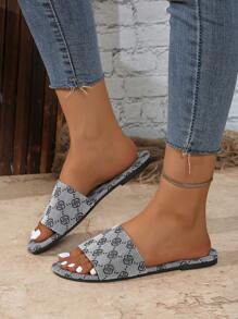 1 Pair Lime Green Flat Sandals, Casual Style, Strap Design, Suitable For Women Aged 18-60, Plaid & Sakura Pattern, Suitable For Vacation, Homewear, Outdoor, Office Wear, Fisherman Shoes, Halloween, Fabric Shoes, Large D Decor Buckle, Elegant Ladies Sandals, Holiday Essentials