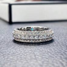 1PC High-Grade Women's Fashion Wedding Band Engagement Zirconia Ring Party Birthday Anniversary Christmas Gifts For Women Girlfriend Fine Jewelry Size 5-11# - 銀色 - 查看 1