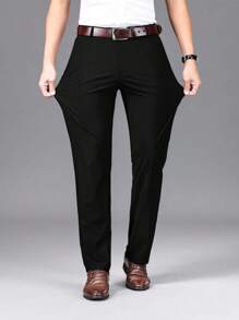 Fashionable Business Casual Men's Dress Pants - Black - View 4