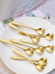Conjunto de 5 piezas de cucharas de café de lujo, cucharas de té con forma de corazón y cucharas para helado, perfectas para postres, la cocina y como regalo de Navidad
