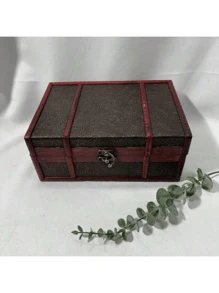 1 件复古珠宝盒，质朴的木制盒子，装饰性保存器，适合存放个人珠宝、小配件和纪念品，多用途收纳盒旅行收纳整理器