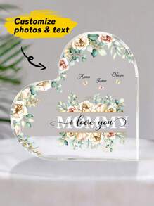 Personalized Mom And Kids Names We Love You Heart Acrylic Plaque, Mother's Day Gift For Mom From Daughter, Mom Birthday Gifts - Multicolor - View 2