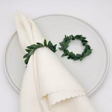 12pcs Artificial Vine Napkin Rings, Spring Hotel Tabletop Decor, Festival Party Table Atmosphere Decoration - Green - View 1