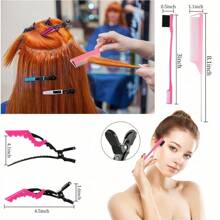 Juego de múltiples piezas - Set para el peinado de mujer, que incluye tres peines de cola de acero inoxidable puntiagudos, seis pasadores de cocodrilo de colores, un cepillo de doble cara y puede combinar libremente varios colores.