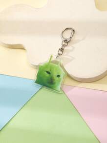 1 件亚克力趣味奇异绿色外星人/绿脸/浮游生物/外星猫/愤慨猫/哭泣猫主题钥匙扣吊坠背包装饰/包袋配件/书包配件/钱包吊坠/朋友的汽车配件包饰背包学校可爱哥特 Y2k 圣诞礼物创意包袋配件挂绳带身份证夹汽车配件包饰