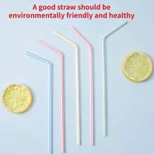 100pcs Delicately Packed Straws, Drinking Soybean Milk Milk Tea Color Straws Can Be Bent Pp Flat Mouth,School Supplies - Multicolor - View 10