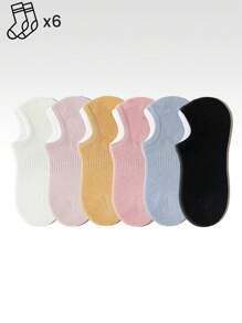 3/6 Pares de calcetines tipo barco para mujer en colores multicolor, colores de caramelo, con efecto ceñidor de cintura, sin caída de tacón, de tela de punto transpirable, estilo Ins, estilo universitario, estilo de señora, sin mostrar, para uso en casa, traslado, fiesta, primavera y verano, regalo de vacaciones (sin tarjeta de papel)