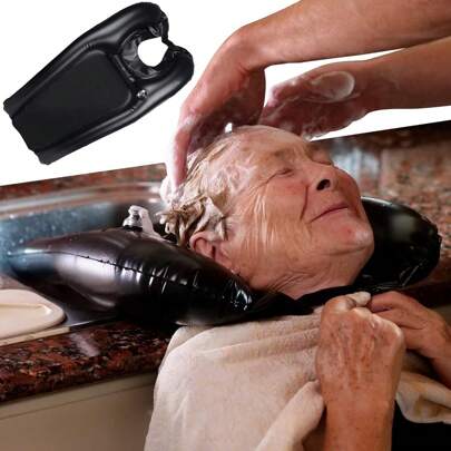 1pc-Inflatable Shampoo Bowl, Inflatable Hair Washing Tray For Sink And Bedside - Comfortable Portable Shampoo Bowl For Spill-Free Rinsing - Wash Basin For Haircuts And Coloring At Home For Elderly, Kids, Bedridden And Disabled, Lightweight Hair Washing Sink