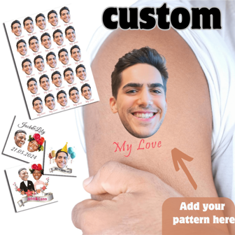 15Pcs Custom Personalized Temporary Tattoos, Can Add Name/Logo/Photo, Suitable For Adults Wedding, Birthday, Valentine's Day, Christmas, Party, Fun Face Tattoo Stickers