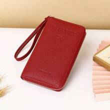 Cartera portapassaporte con bloqueo RFID, cierre con cremallera, correa de muñeca, organizador multifuncional de documentos de viaje, protección de viaje conveniente, elegante estuche para pasaporte | Textura, estuche para pasaporte, accesorios de viaje, artículos esenciales de viaje, bolsa de viaje de vacaciones - Multicolor - Ver 17