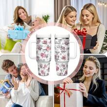 1 40 Oz Stainless Steel Tumbler Cup With Lid And Straw, Gift For Women And Moms, Incontain BPA , Suitable For Hot And Cold Beverages, Christmas, Thanksgiving, Valentine's Day, Mother's Day, Graduation Gifts. Perfect For Everyday Life, Home And Kitchen Use