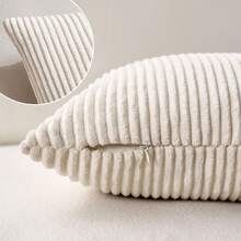 2 piezas Funda de almohada decorativa de pana a rayas de color crema para sofá, cojín, oficina, sala de estar