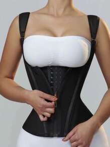 1pc Women's Latex Waist Trainer Vest With Zipper, Heavy Duty Waist Cincher, Suitable For Everyday Wear