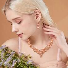 2pcs Necklace & Earring Set, Exaggerated Bridal Wedding Dress, Party, Banquet Accessories, Premium Matching Jewelry Set