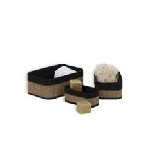 STARLEY-Set Of 3 Bamboo And Black Woven Baskets - Coffee Brown - View 4